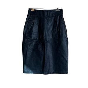 A.D.A Black 100% Leather Skirt. Size‎ 9